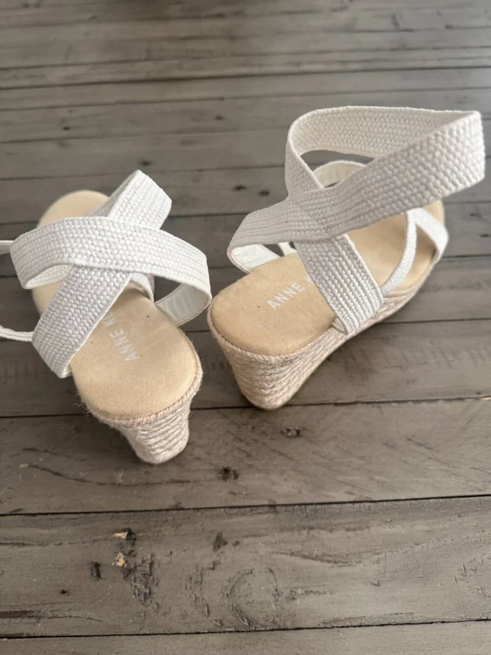 Anne Klein Willa Espadrille Wedge Platform Sandals White Size 9